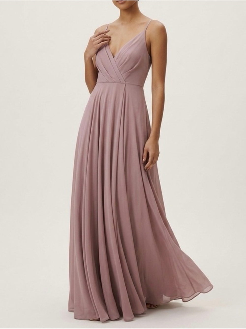 BHLDN Eva Gown Chiffon Draped Maxi Dress in Mauve